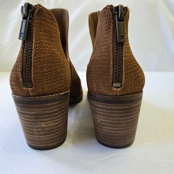 Lucky Brand Powe Bootie Womens 9.5 Cognac Brown Suede Ankle Boots - Picture 7 of 10